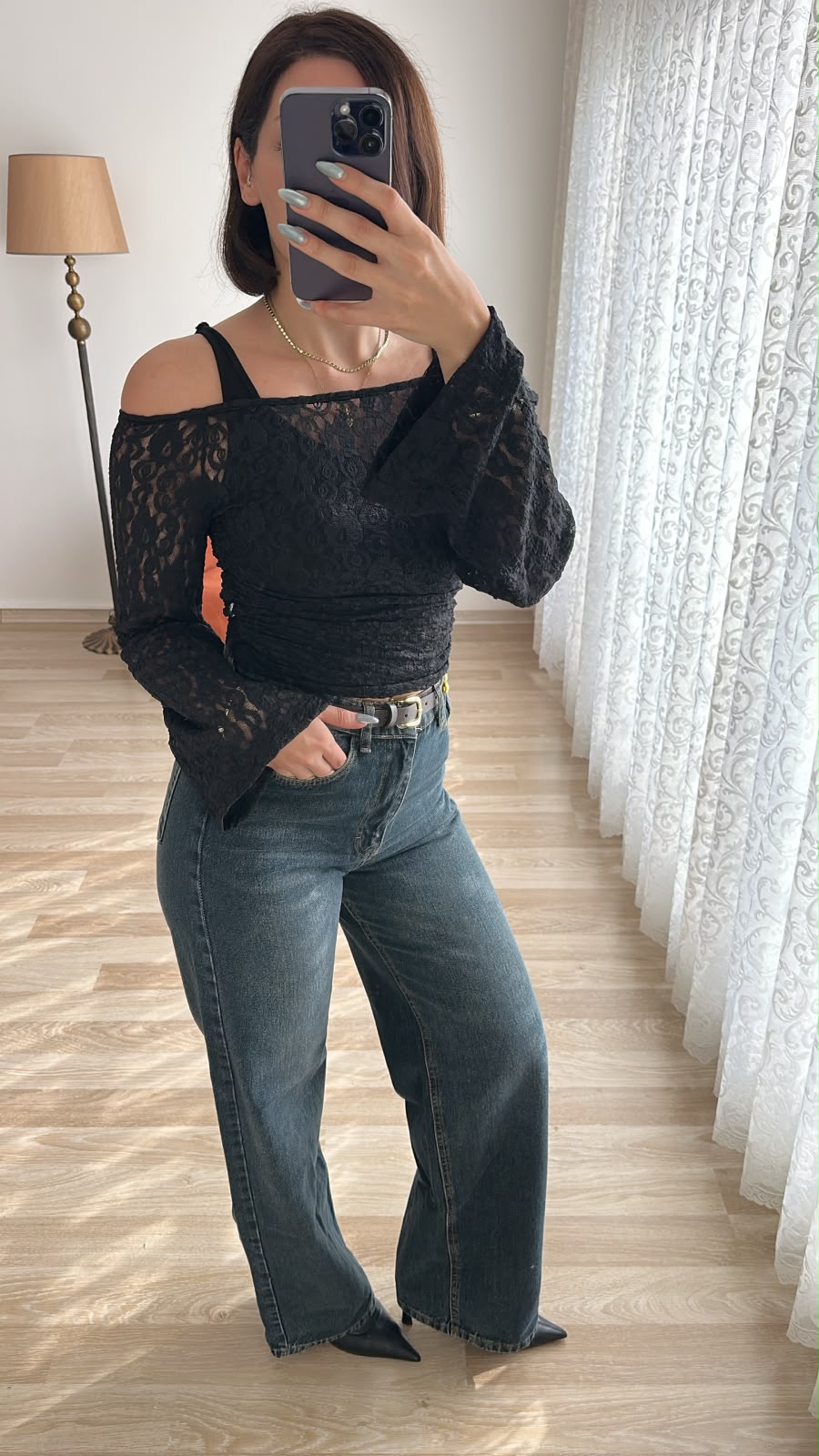 Lacivert Dantelli Atlet Bluz - Görsel 2